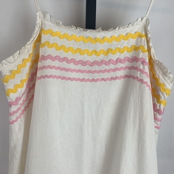 Lisa Marie Hernandez for Target Ric Rac Dress Linen Blend White,Pink,Yellow Sz M - Picture 6 of 11